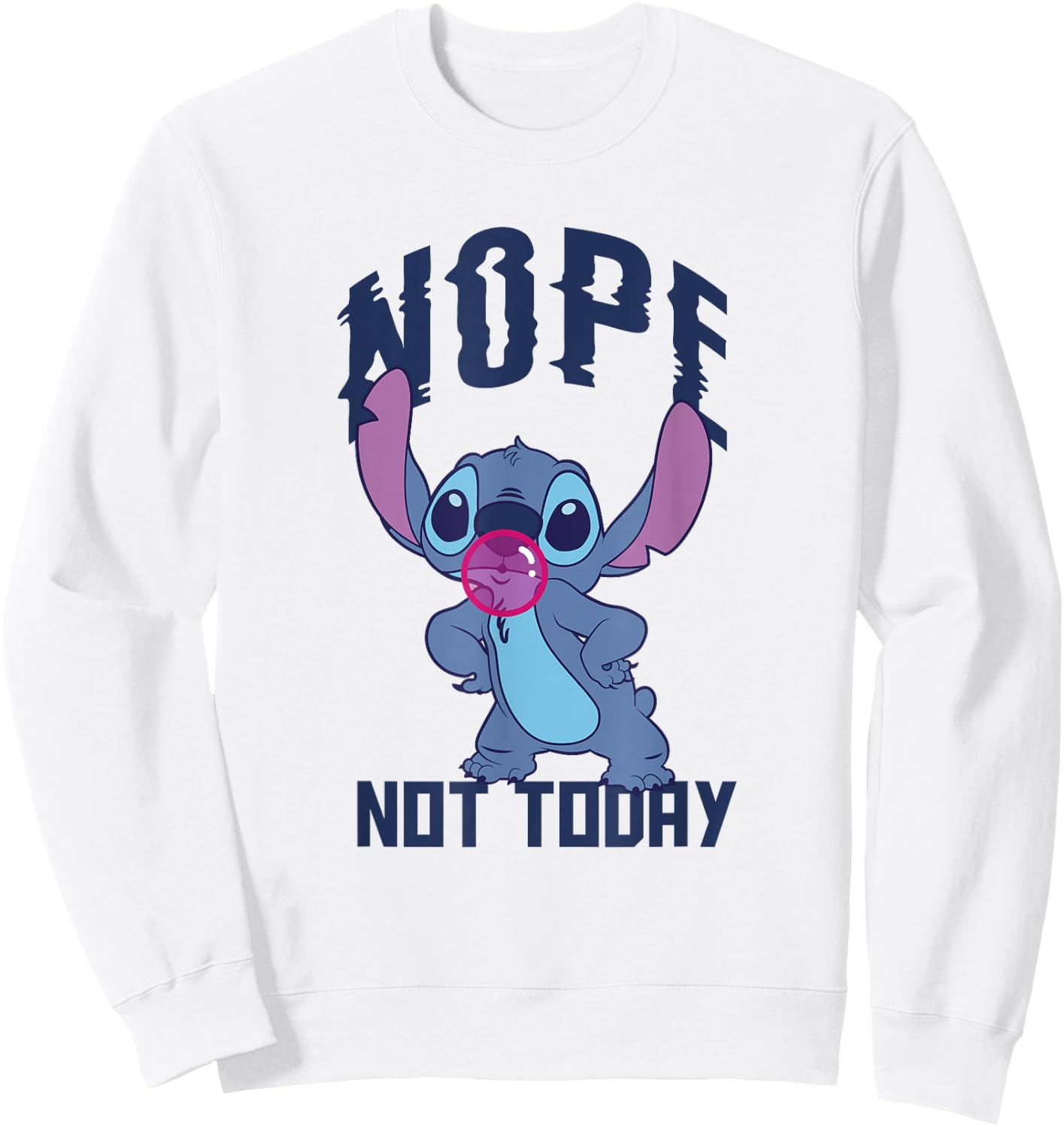 Disney Lilo & Stitch Nope Not Today Sassy Pose Chest Logo Sweatshirt - Sweatshirt | White
