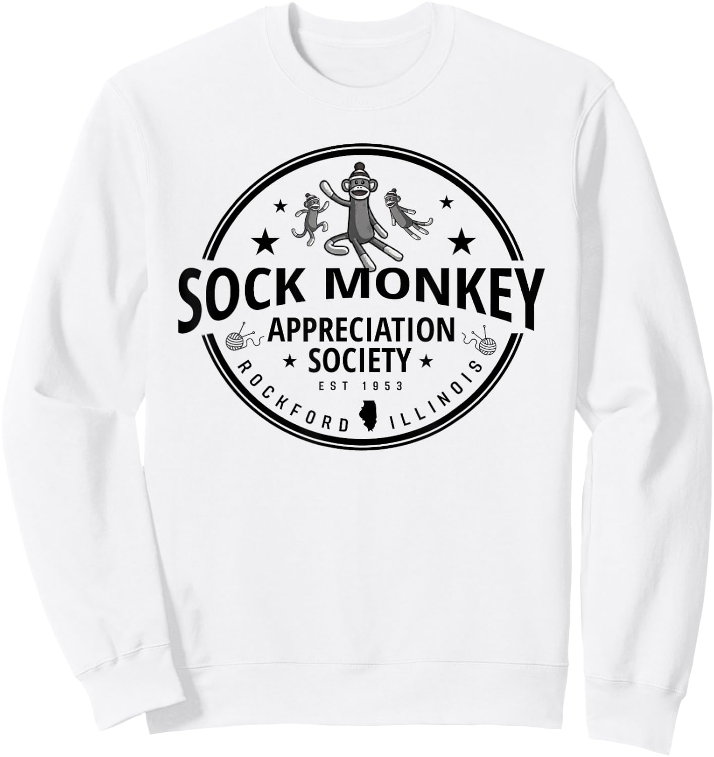 Sock Monkey Appreciation Society Funny Sock Monkey Sweatshirt - Sweatshirt | White