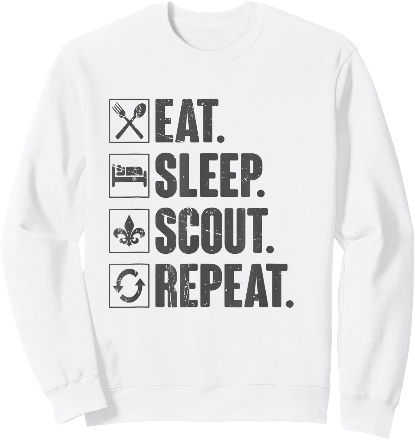 Eat Sleep Scout Repeat - Funny Scouting Lover Vintage Sweatshirt - Sweatshirt | White