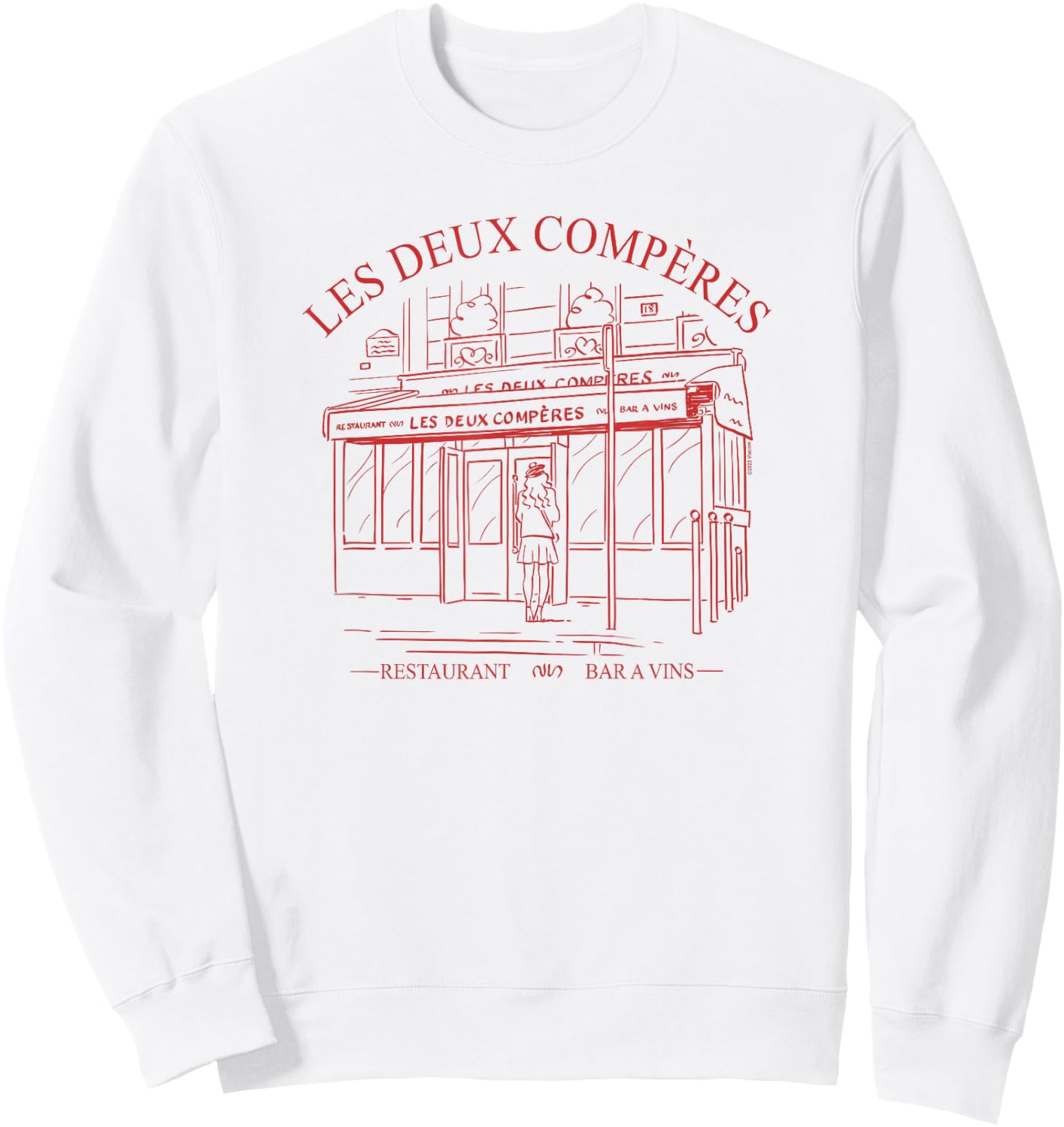 Emily in Paris Les Deux Compères Restaurant Outline Portrait Sweatshirt - Sweatshirt | White