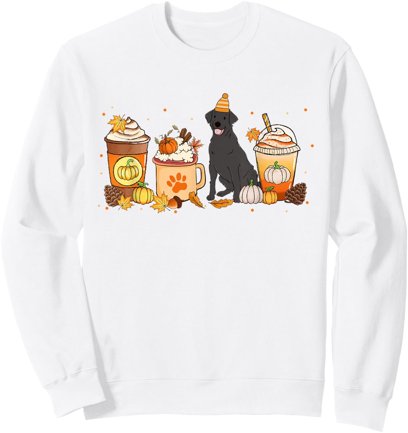 Labrador Retriever Coffee Pumpkin Spice Fall Thanksgiving Sweatshirt - Sweatshirt | White