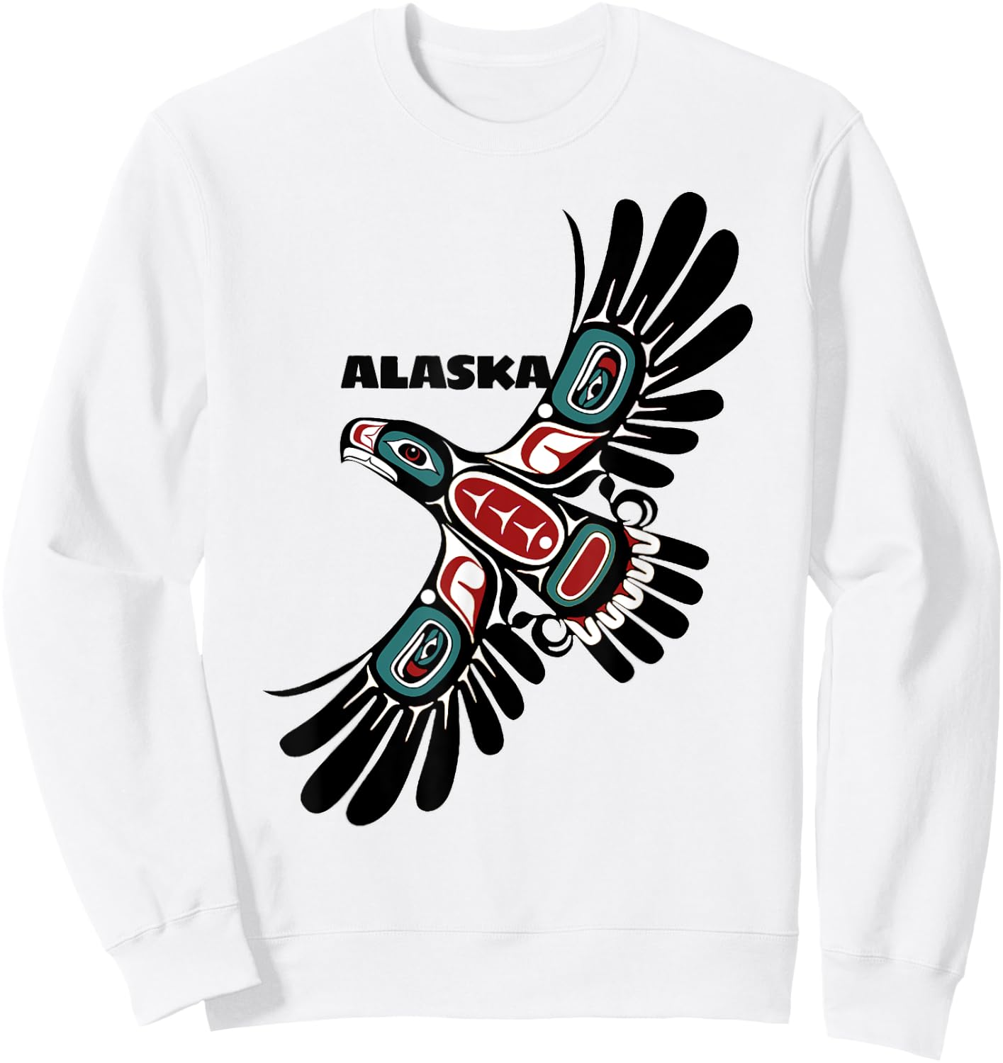 Alaska Native American Art Styles Eagle Tlingit Haida Indian Sweatshirt - Sweatshirt | White