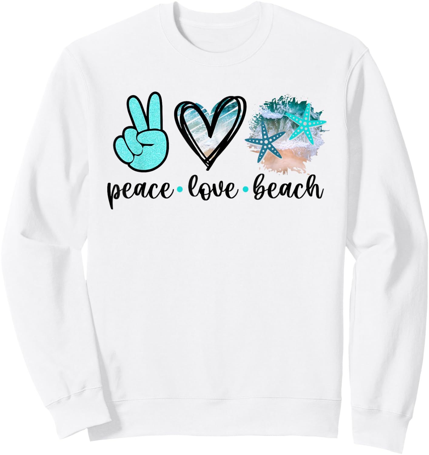 Peace Love Beach - Summer Hippie Ocean Vacation Sun Seaside Sweatshirt - Sweatshirt | White