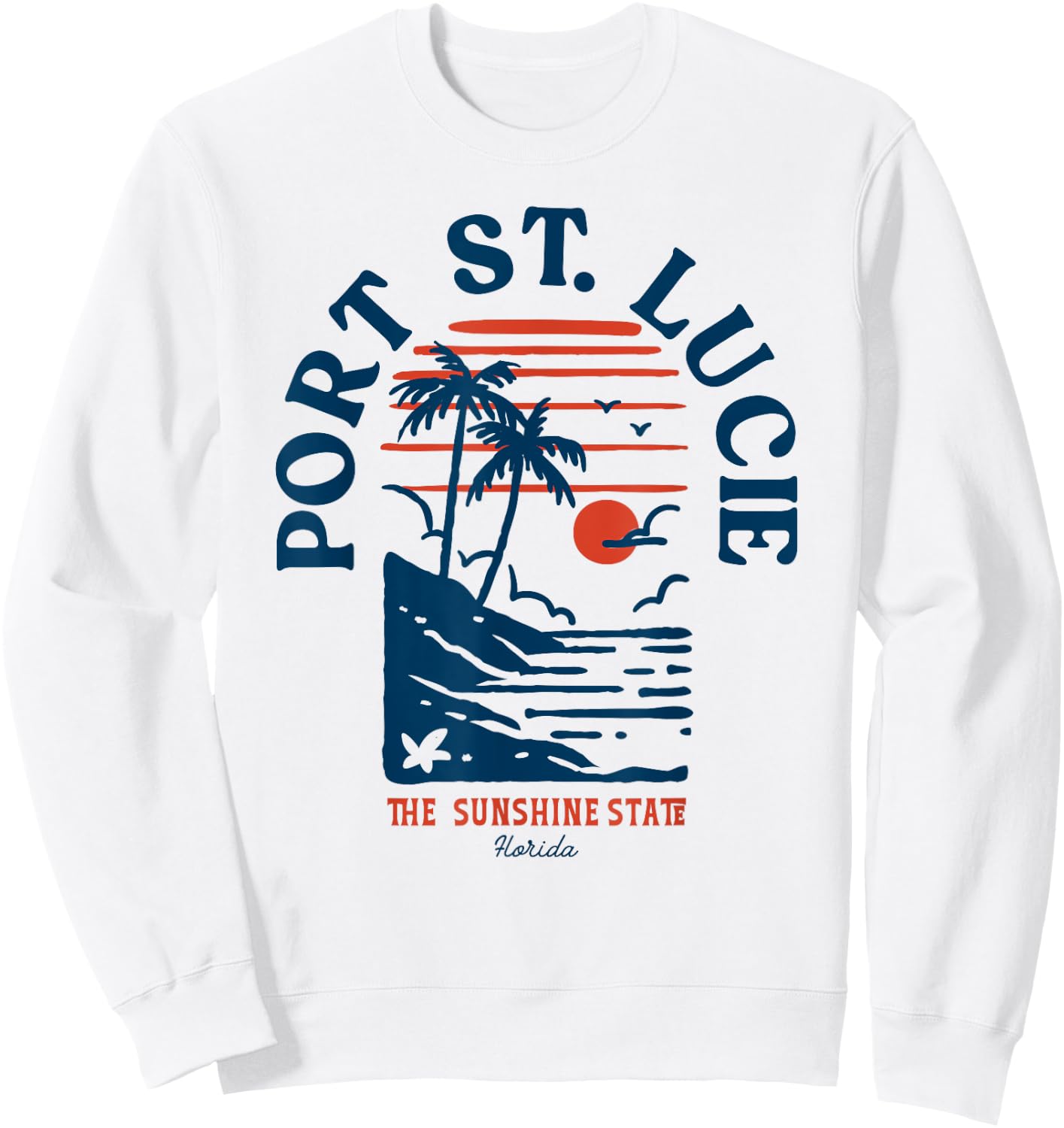 Port St. Lucie Florida Retro Surfer Vintage Beach Sweatshirt - Sweatshirt | White