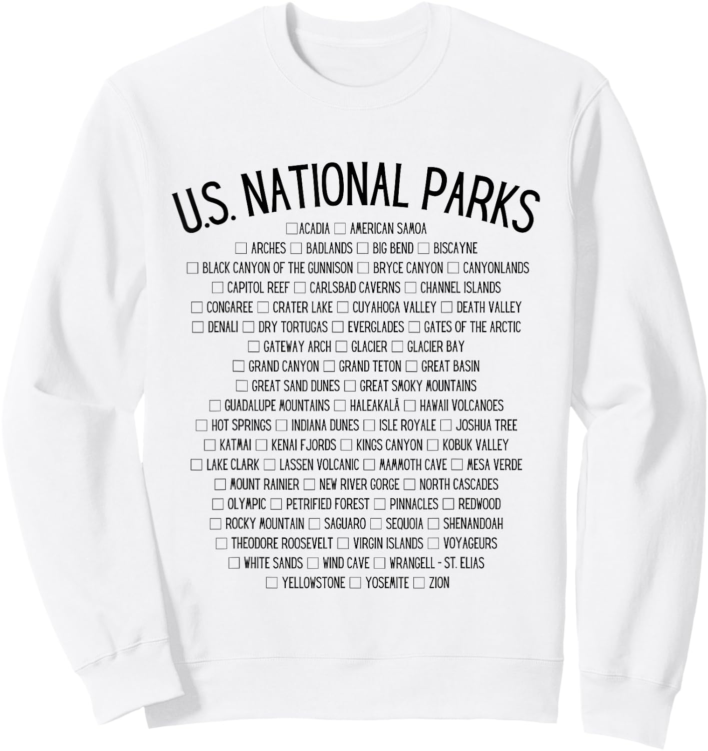 American National Parks Checklist - US National Parks Family Sweatshirt - Sweatshirt | White