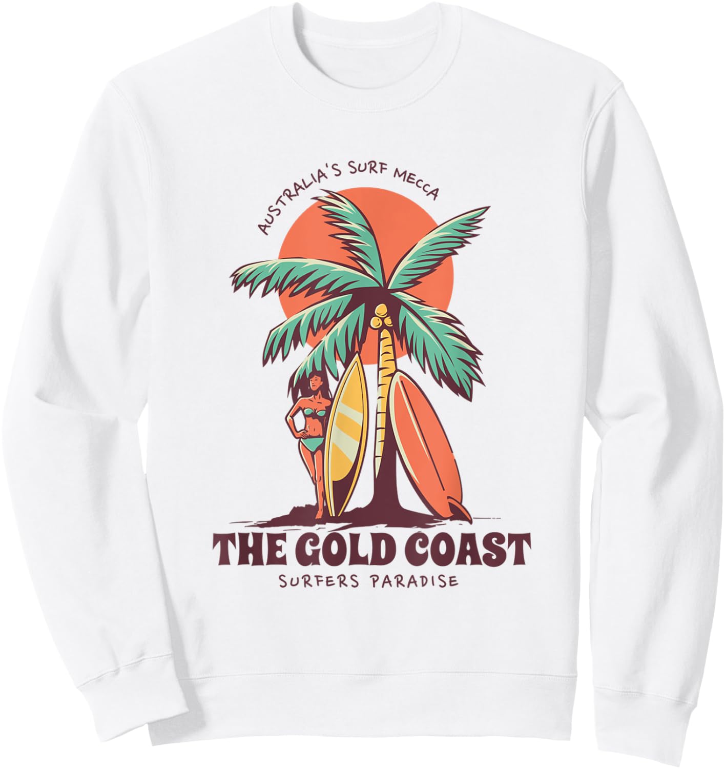 Surfers Paradise Gold Coast Australia Novelty Surfing Sweatshirt - Sweatshirt | White