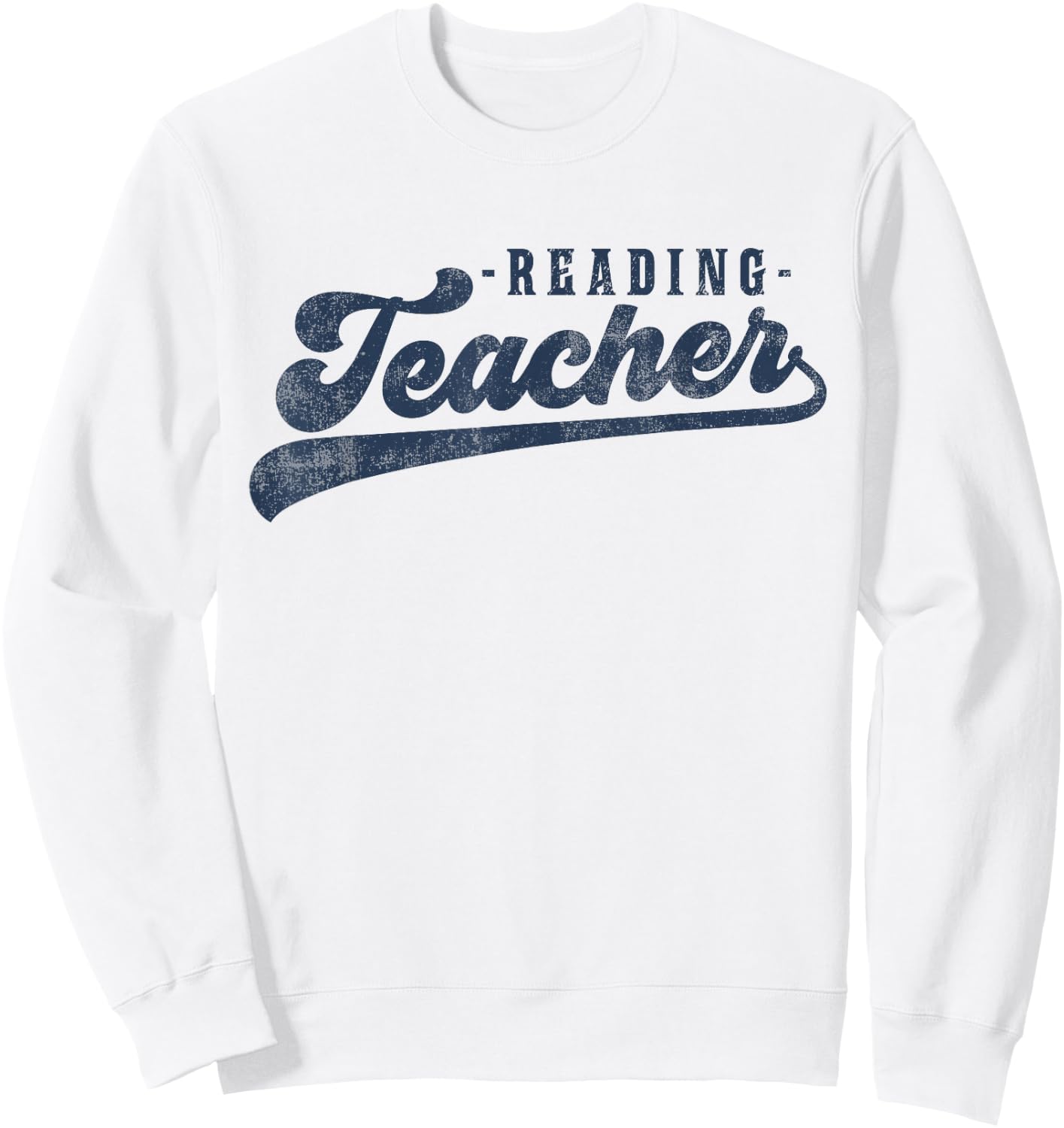 Reading Teacher Men Women Vintage Graphic Reading Teacher Sweatshirt - Sweatshirt | White