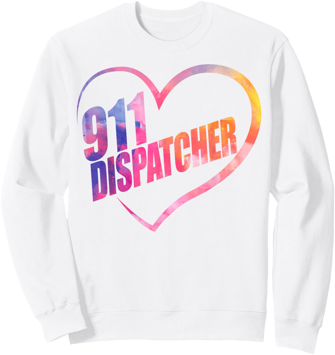 911 Dispatcher Thin Gold Yellow Line Heart 911 Dispatcher Sweatshirt - Sweatshirt | White