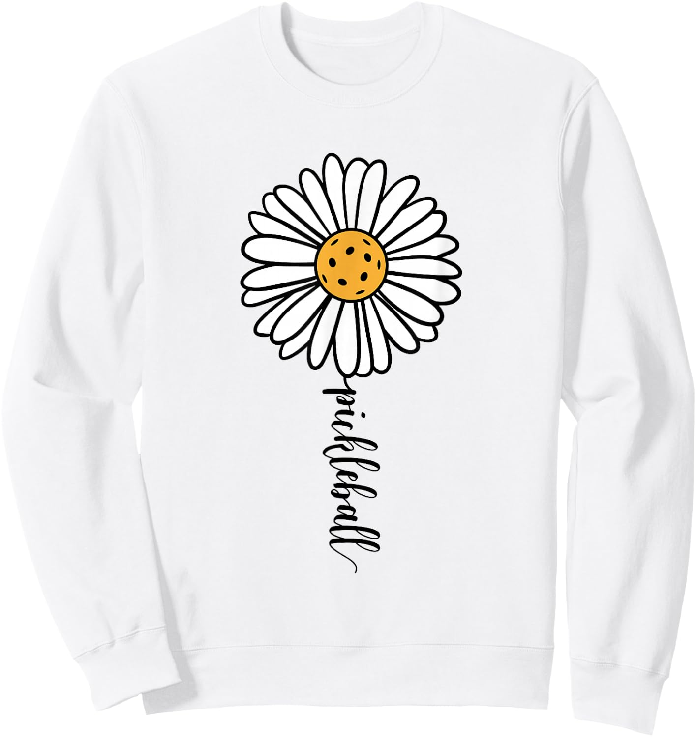 Pickleball Daisy Flower Sweatshirt - Sweatshirt | White