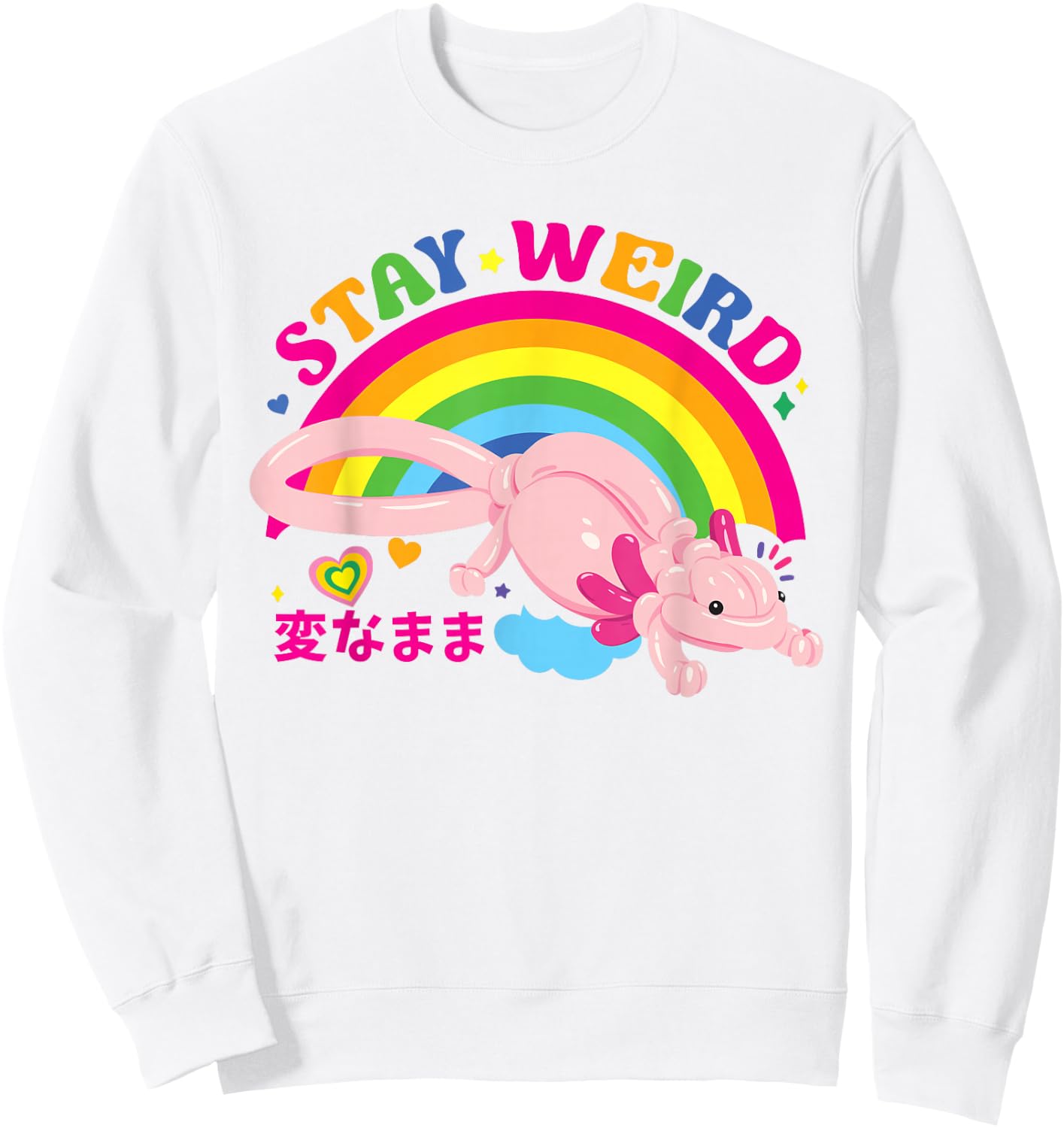 Kidcore Clothes Balloon Axolotl Aesthetic Decora Stay Weird Sweatshirt - Sweatshirt | White