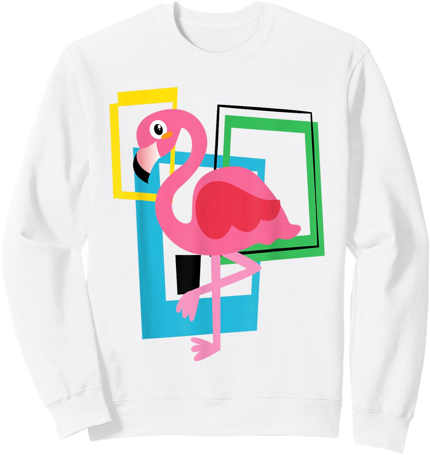 Midcentury Mid Century Pink Flamingo Retro Geometric Modern Sweatshirt - Sweatshirt | White