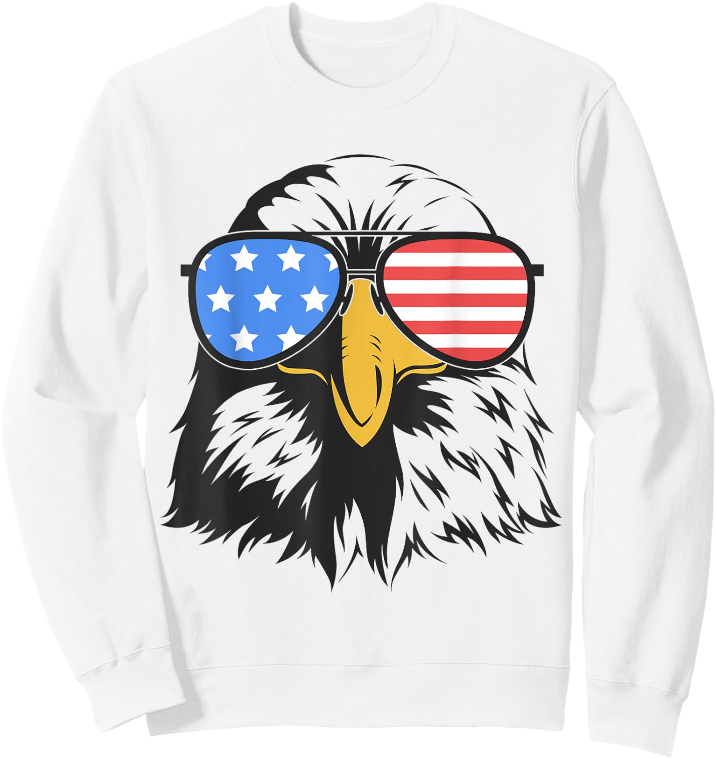 4th of July Bald Eagle in Sunglasses American Flag Freedom Kids Men Sweatshirt - Sweatshirt | White