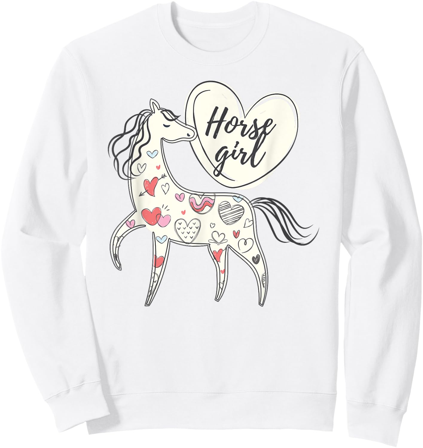 Horse girl horse lover big loveheart pretty heart cool girls Sweatshirt - Sweatshirt | White
