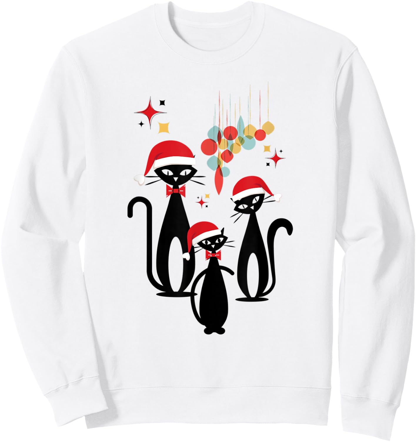 Funny Christmas Retro Mid Century Modern Cat Cool Women's Sweatshirt - Sweatshirt | White