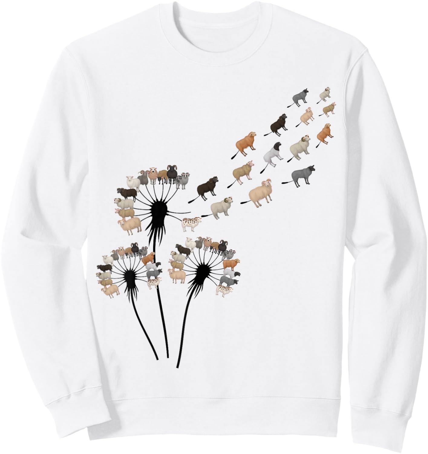 Dandelion Sheep Shirt for Sheep Lover | Sheep Sweatshirt - Sweatshirt | White