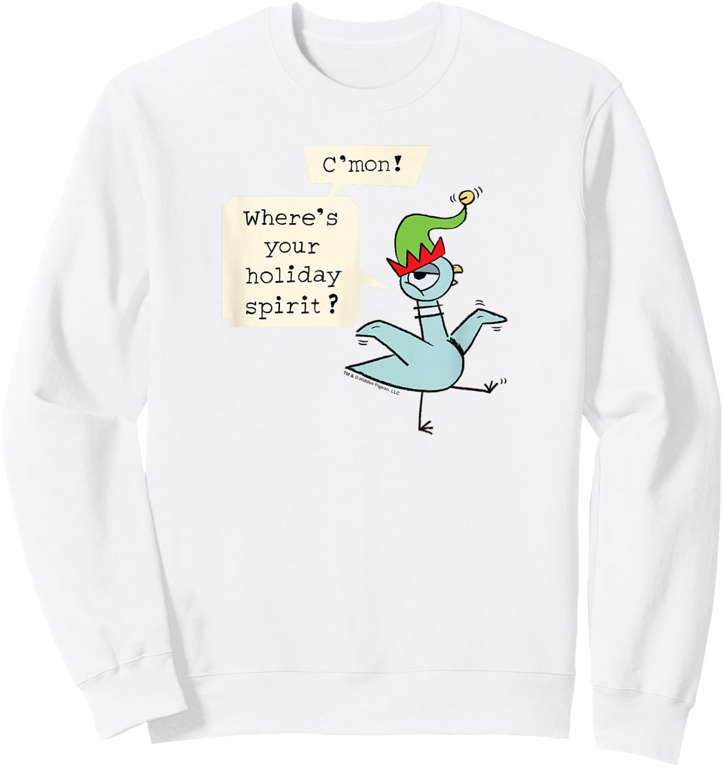 The Pigeon Holiday Spirit Christmas Pigeon Sweatshirt - Sweatshirt | White