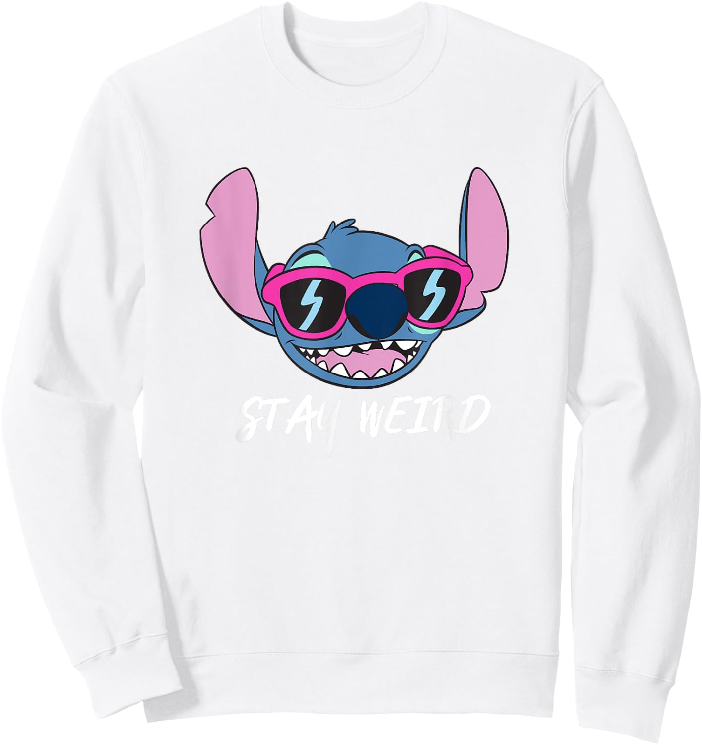 Disney Lilo & Stitch Stay Weird Stitch Cool Vibe Face Logo Sweatshirt - Sweatshirt | White