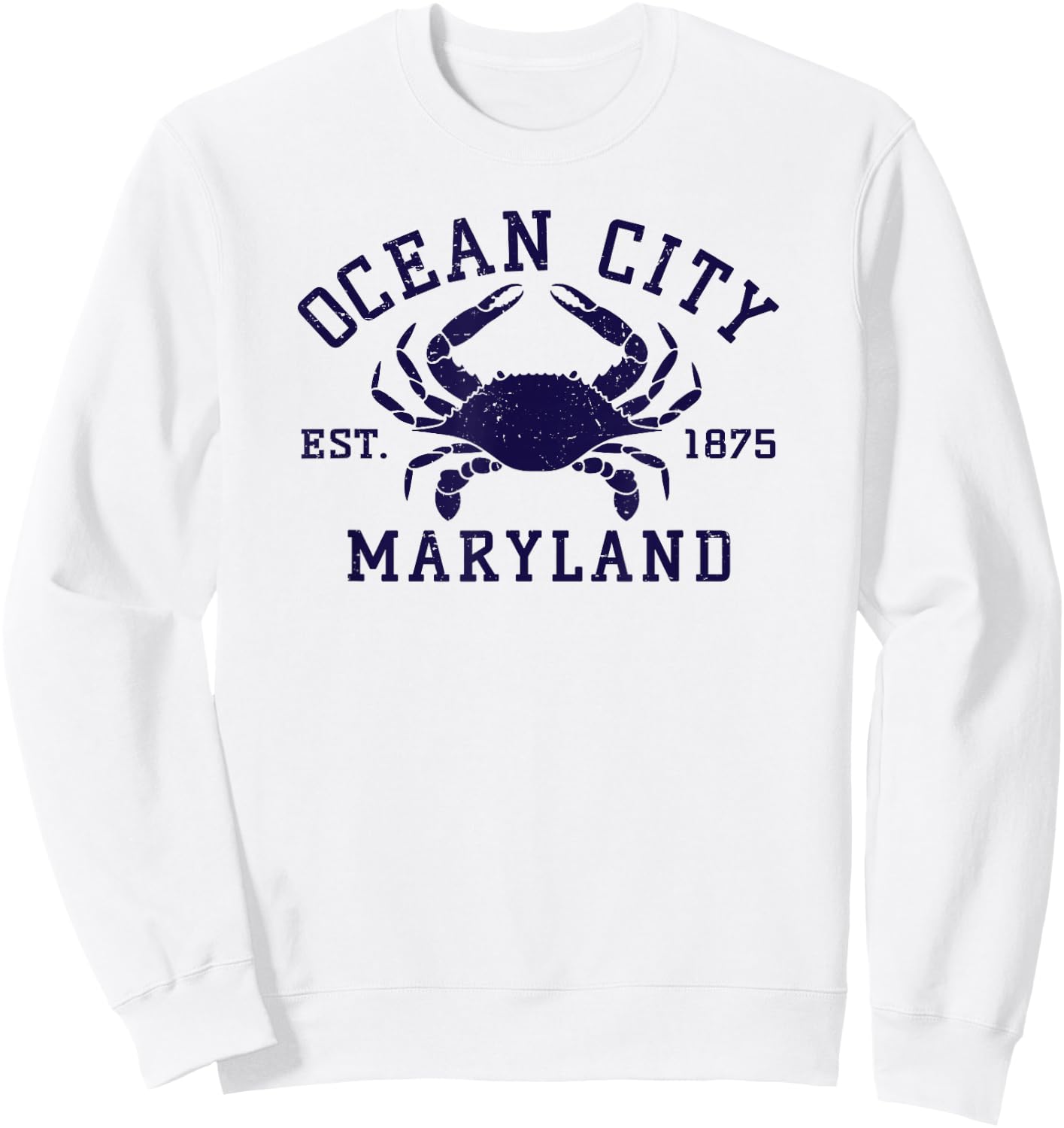 Ocean City Maryland Crab Souvenir Retro Throwback Men Women Sweatshirt - Sweatshirt | White