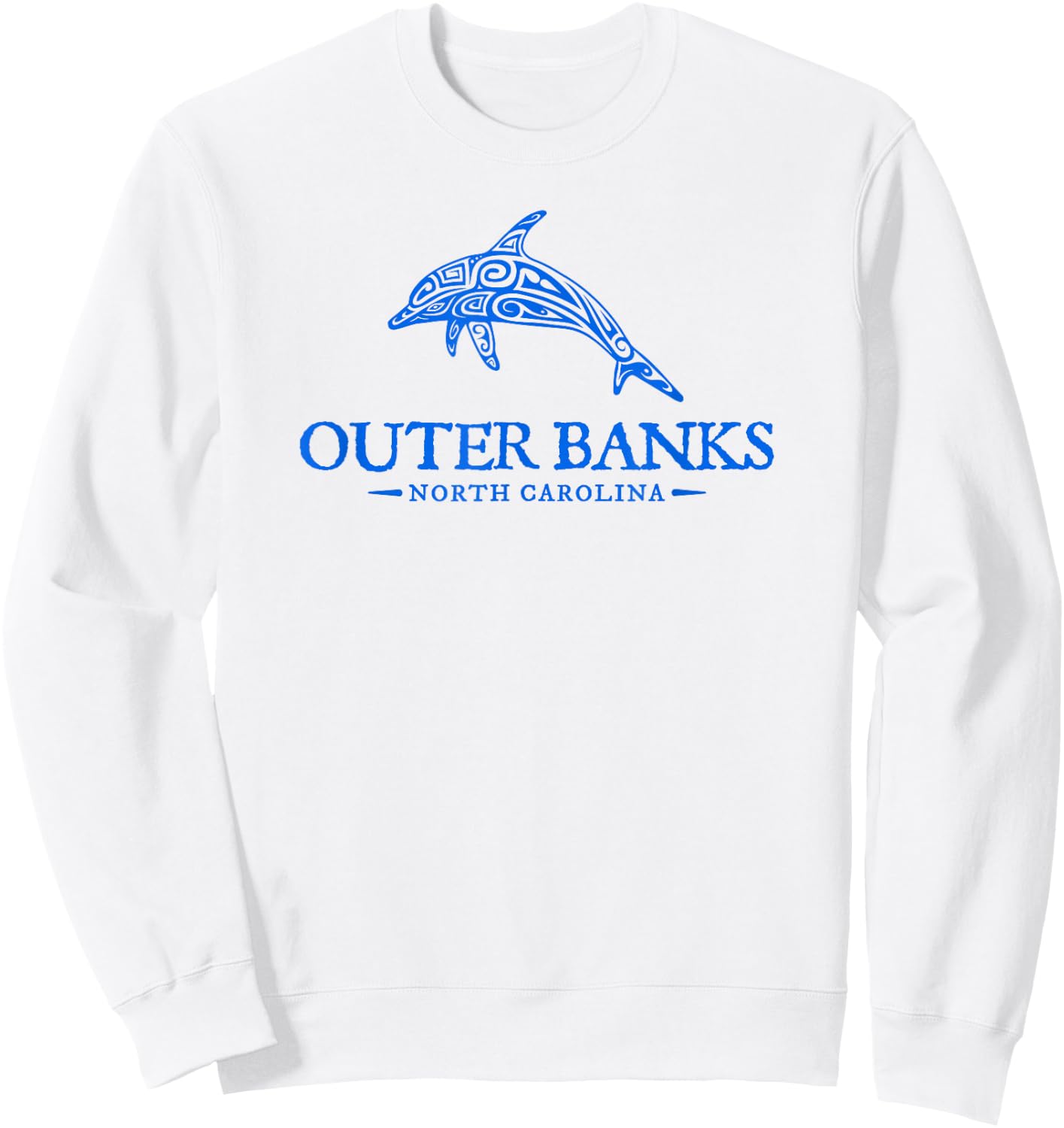 Outer Banks North Carolina Dolphin Retro Throwback Souvenir Sweatshirt - Sweatshirt | White