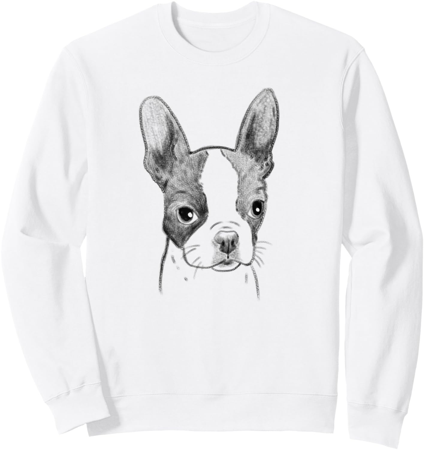 Boston Terrier Sketch, Boston Terrier Lover, Dog Sketch Sweatshirt - Sweatshirt | White