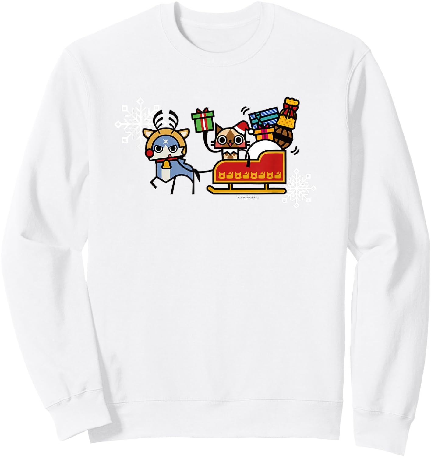Monster Hunter Rise: Sunbreak Palamute＆Palico Christmas (A) Sweatshirt - Sweatshirt | White