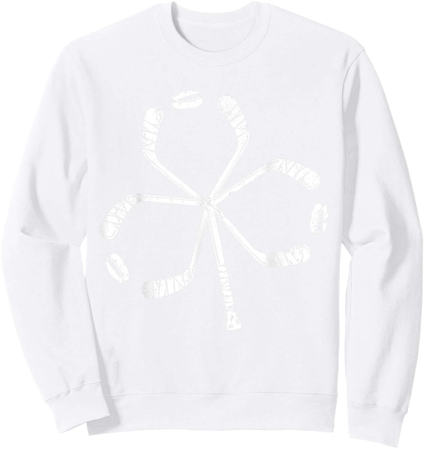 St Patricks Day Hockey Shamrock Vintage Stick Saint Paddy's Sweatshirt - Sweatshirt | White
