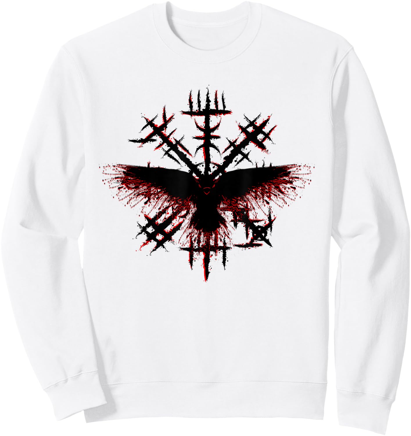 Blood Eagle / Blood Raven Norse Viking Rune Sweatshirt - Sweatshirt | White