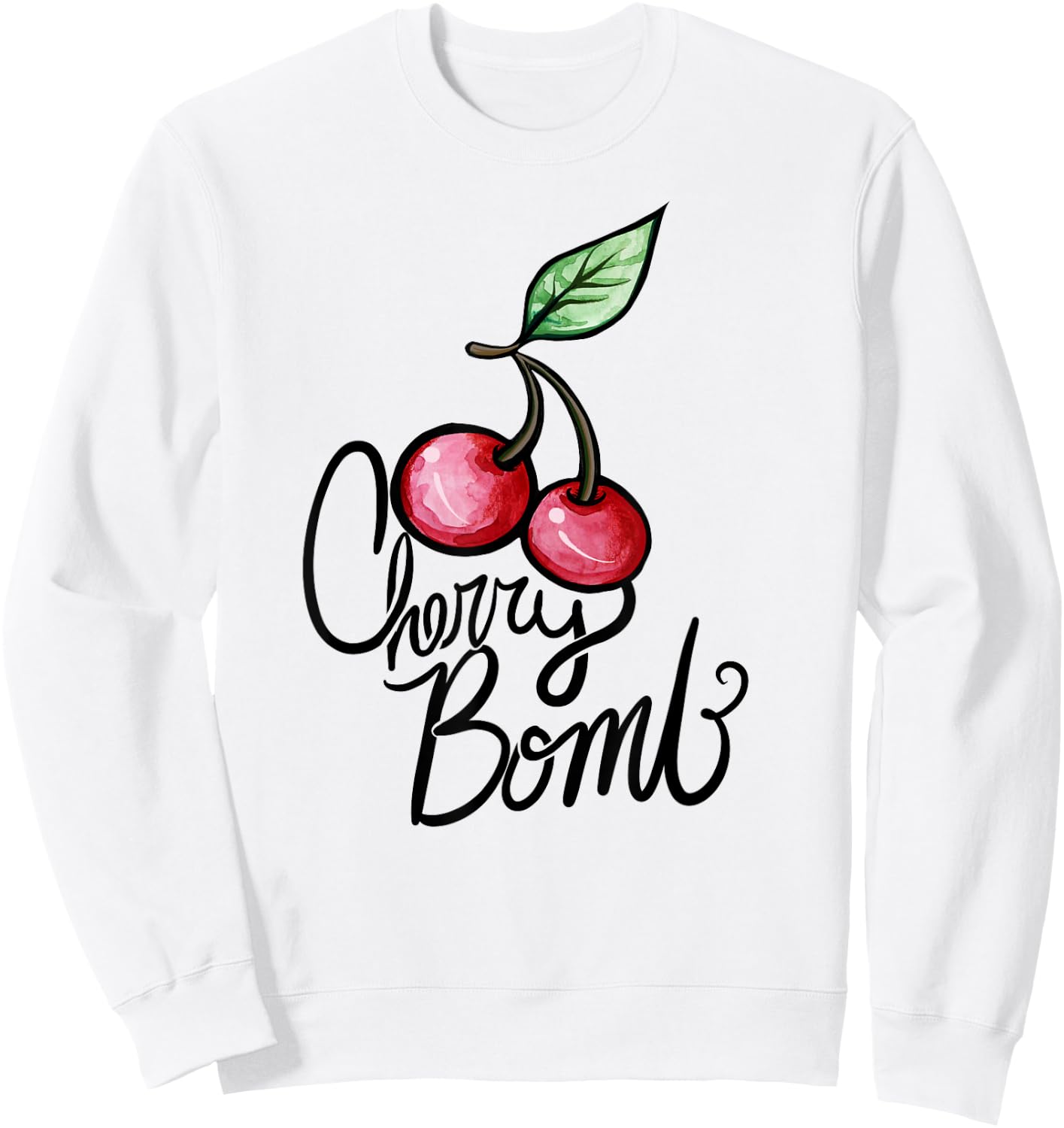 Cherry Bomb Cute Cherry Sweatshirt - Sweatshirt | White