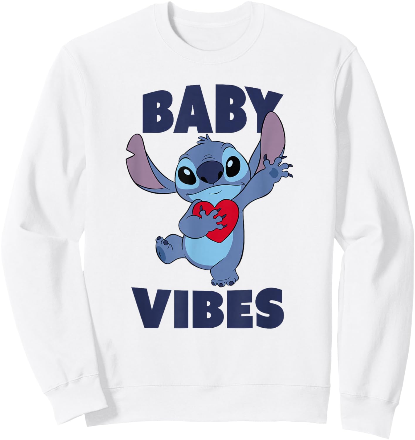 Disney Lilo & Stitch Baby Vibes Big Heart Lovely Portrait Sweatshirt - Sweatshirt | White