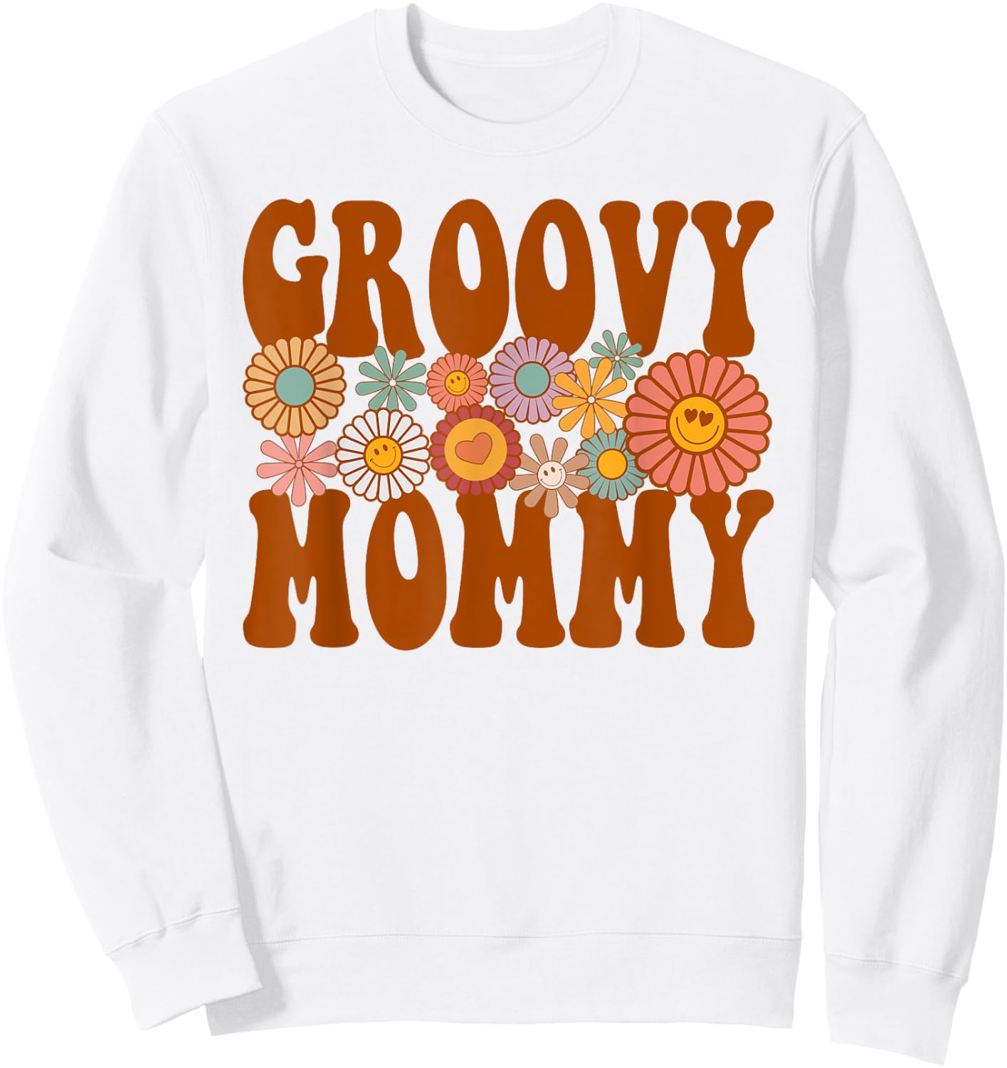 Retro Groovy Mommy Matching Family 1st Birthday Party Sweatshirt - Sweatshirt | White