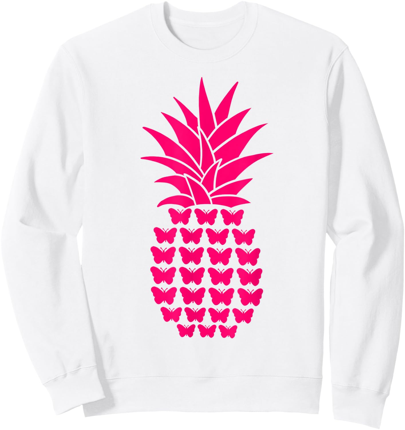Aloha Tropical Beach Pineapple & Butterflies Summer Vacation Women Sweatshirt - Sweatshirt | White