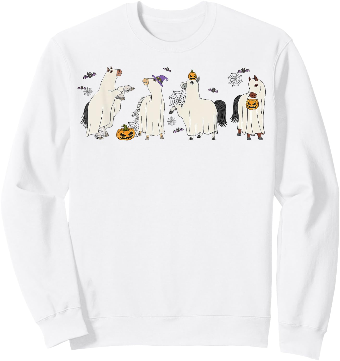Horse Ghost Halloween Funny Horse Cute Halloween Sweatshirt - Sweatshirt | White