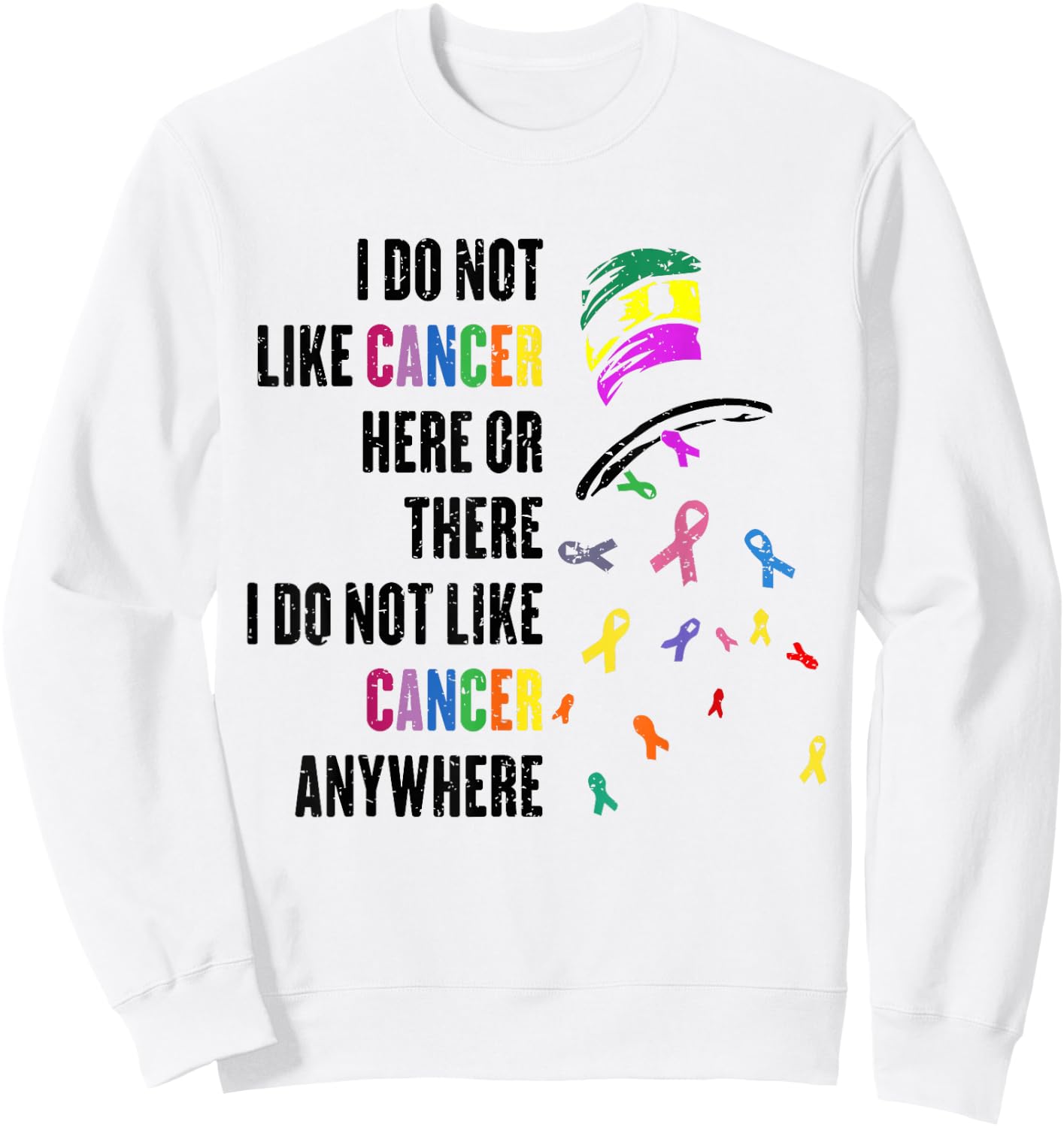 I Do Not Like Cancer Here or There I Do Not Like Cancer Sweatshirt - Sweatshirt | White