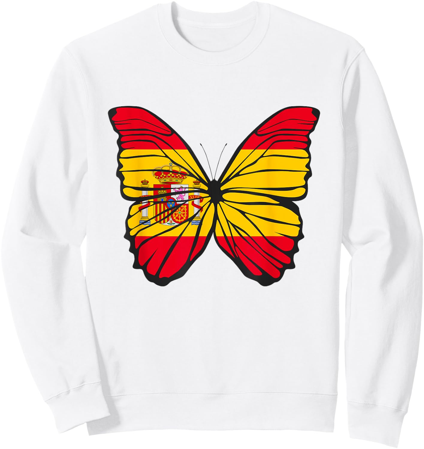 Butterfly Coloured Wings Flag Spain Sweatshirt - Sweatshirt | White
