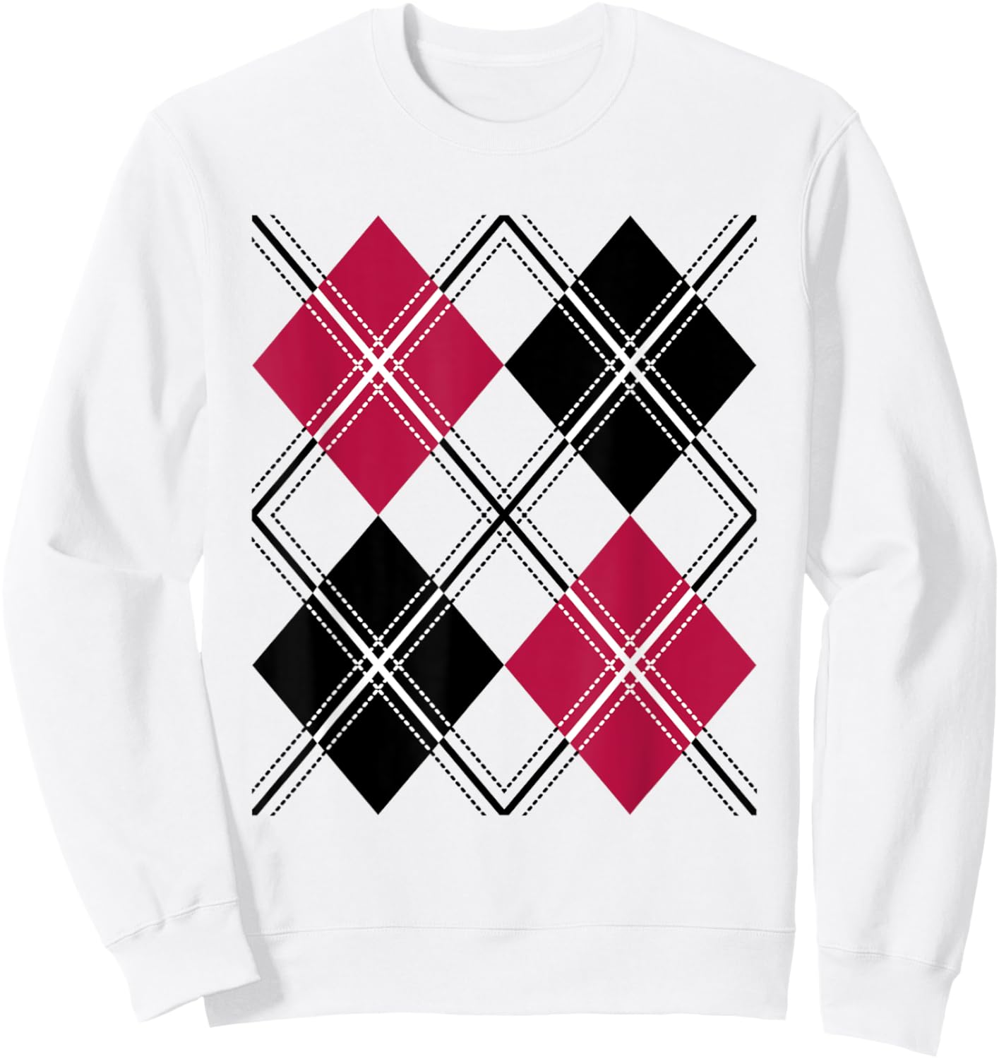 1950s Sock Hop Rockabilly 50s Clothes Rock and Roll Argyle Sweatshirt - Sweatshirt | White