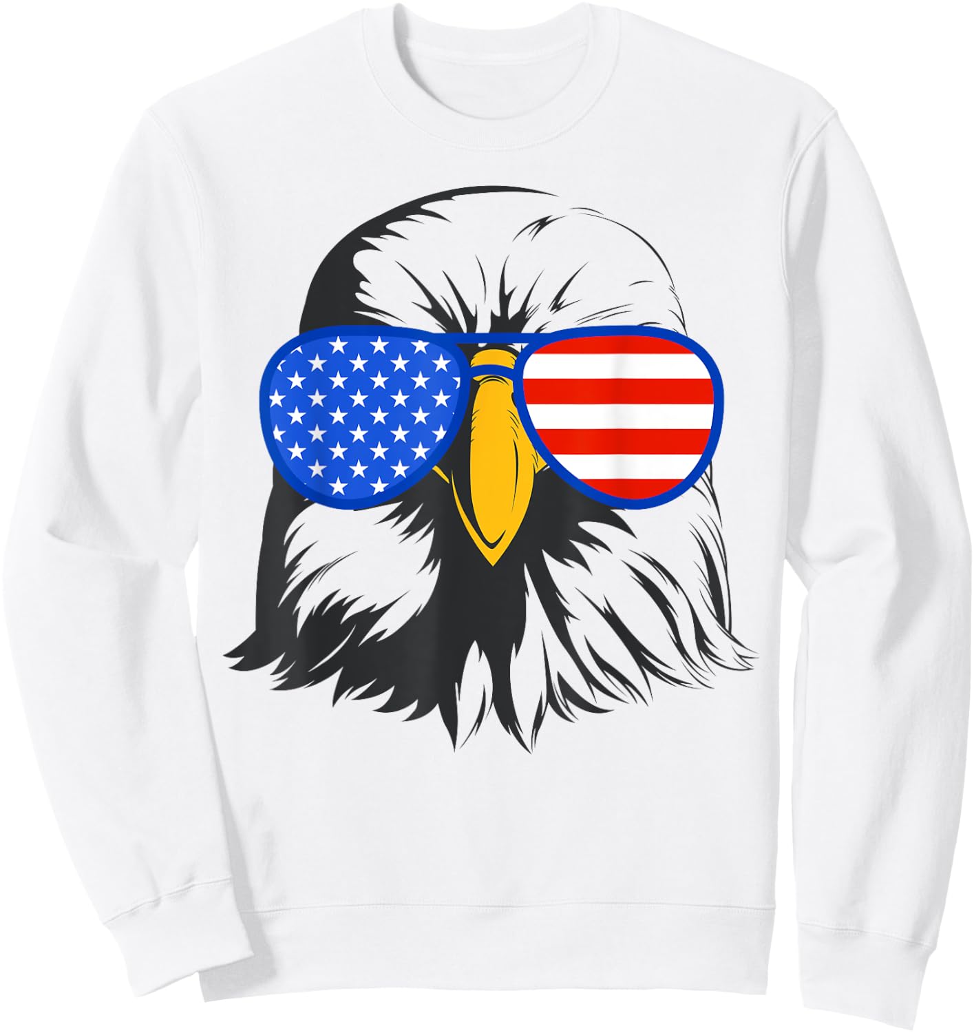 patriotic eagle sunglasses 4th July USA American eagle Sweatshirt - Sweatshirt | White