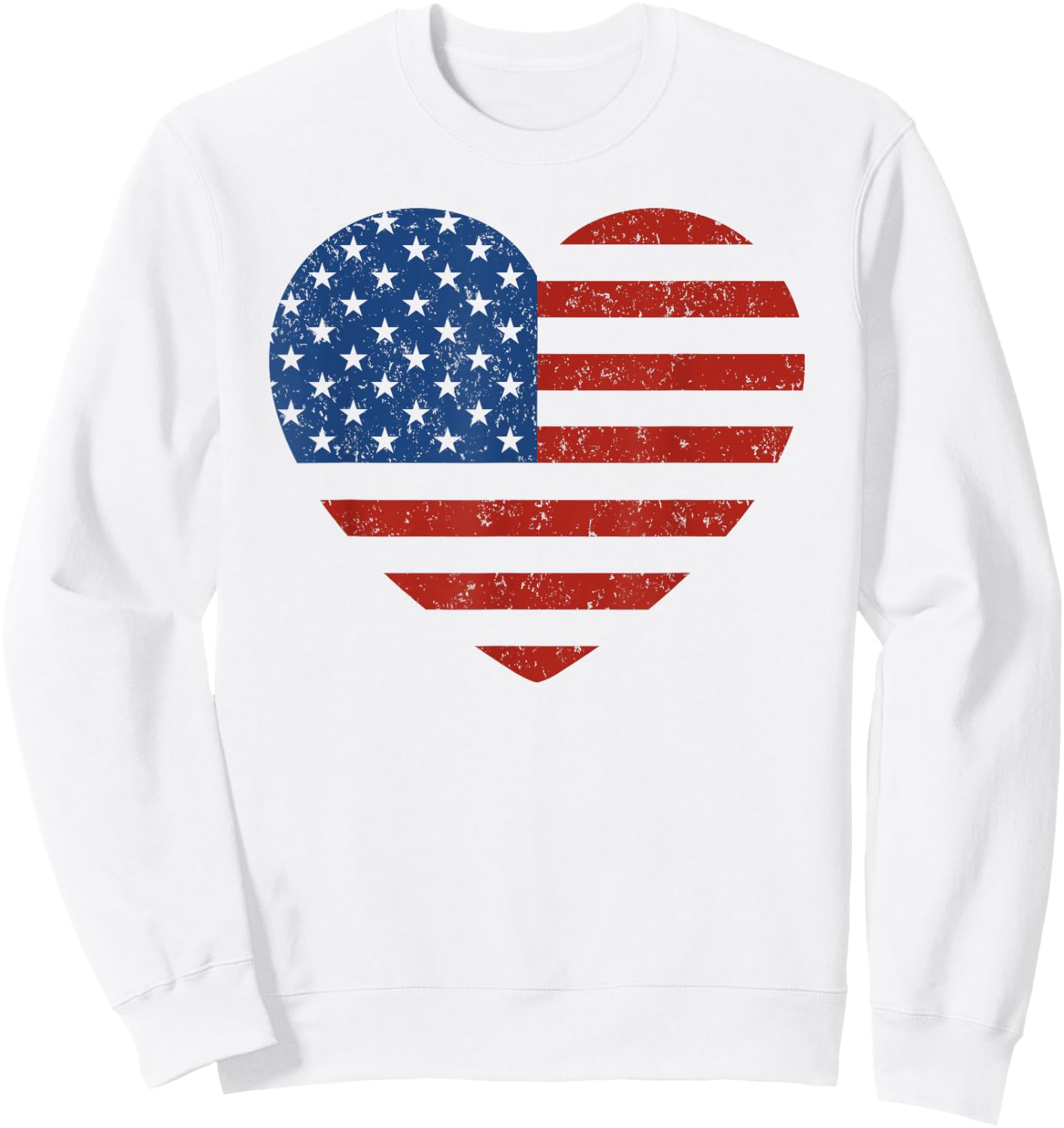 American Flag Heart Patriotic Men Boys & Girls 4th of July Sweatshirt - Sweatshirt | White
