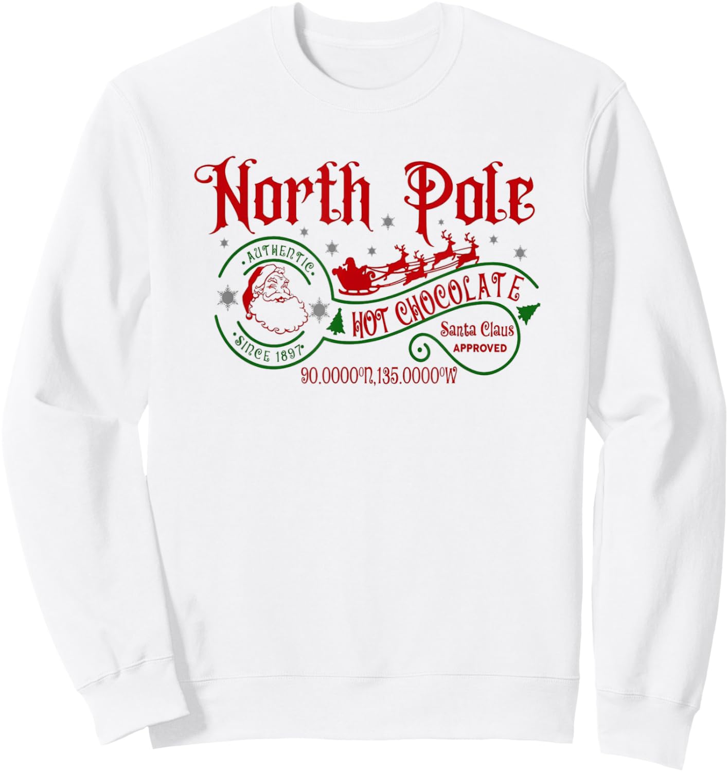 Merry Christmas Santa North Pole Hot Cocoa Warm Cookies Sweatshirt - Sweatshirt | White
