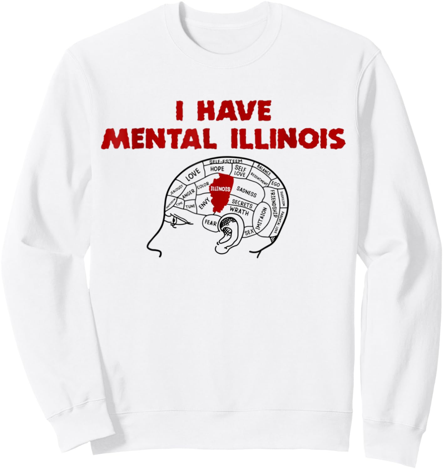 I Have Mental Illinois Funny Pun, Illinoisan Women Men Humor Sweatshirt - Sweatshirt | White