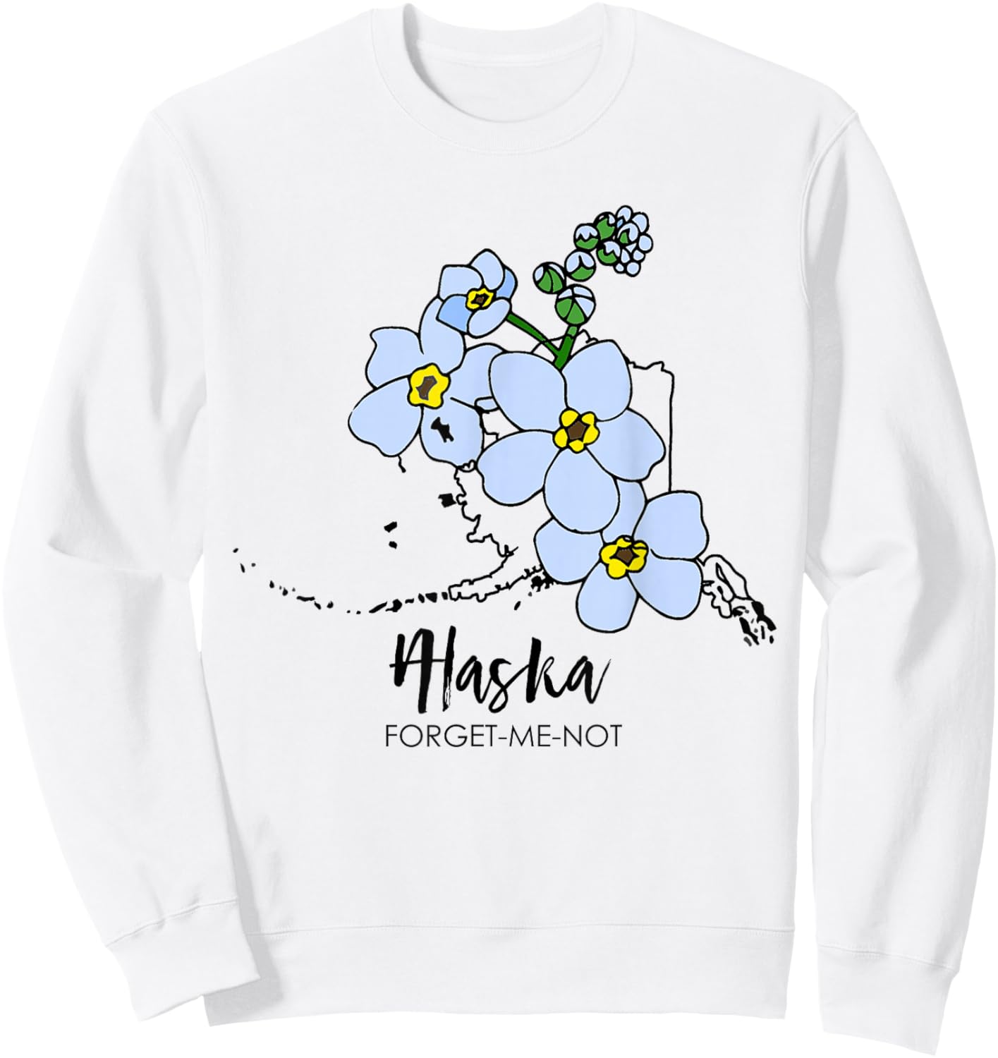 Alaska Forget-Me-Not Flower Sweatshirt - Sweatshirt | White