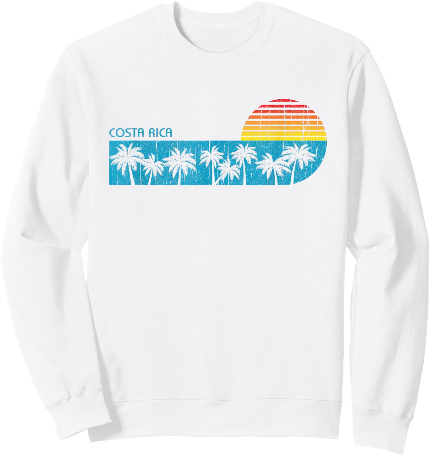 Costa Rica Vacation Palm Tree Retro Throwback Souvenir Sweatshirt - Sweatshirt | White