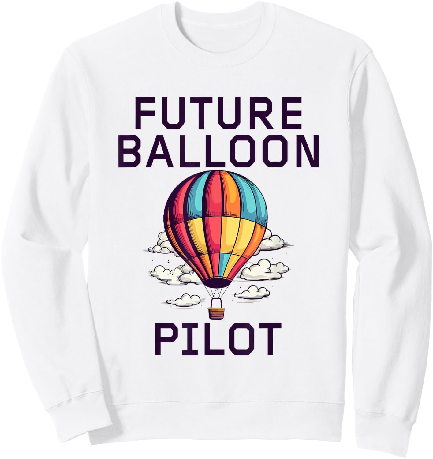 Funny Hot Air Balloon Gifts Kids Blue Balloon Theme Sweatshirt - Sweatshirt | White