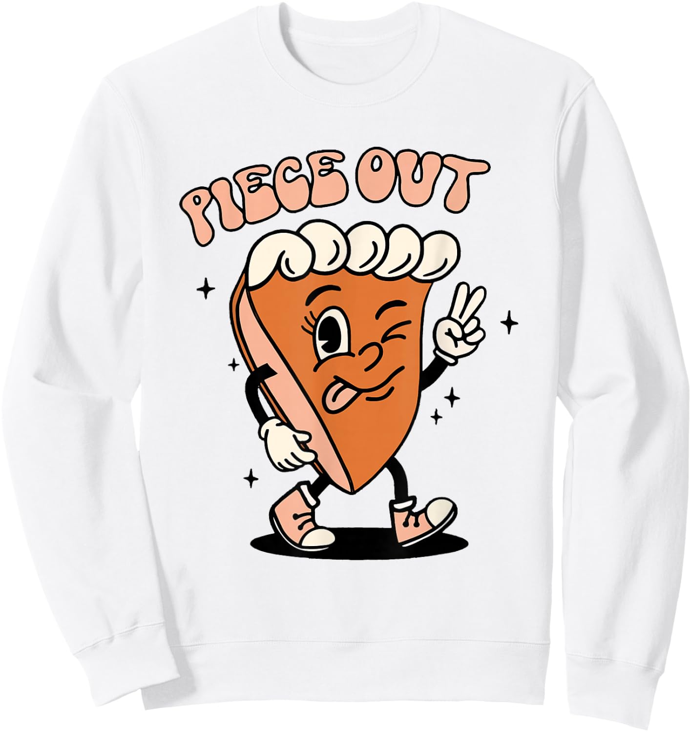 Vintage Piece Out Fall Autumn Funny Thanksgiving Pumpkin Pie Sweatshirt - Sweatshirt | White