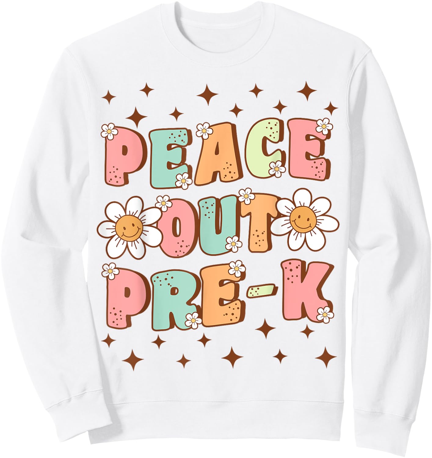 Peace Out Pre-K Cute Groovy Last Day of Preschool Graduation Sweatshirt - Sweatshirt | White
