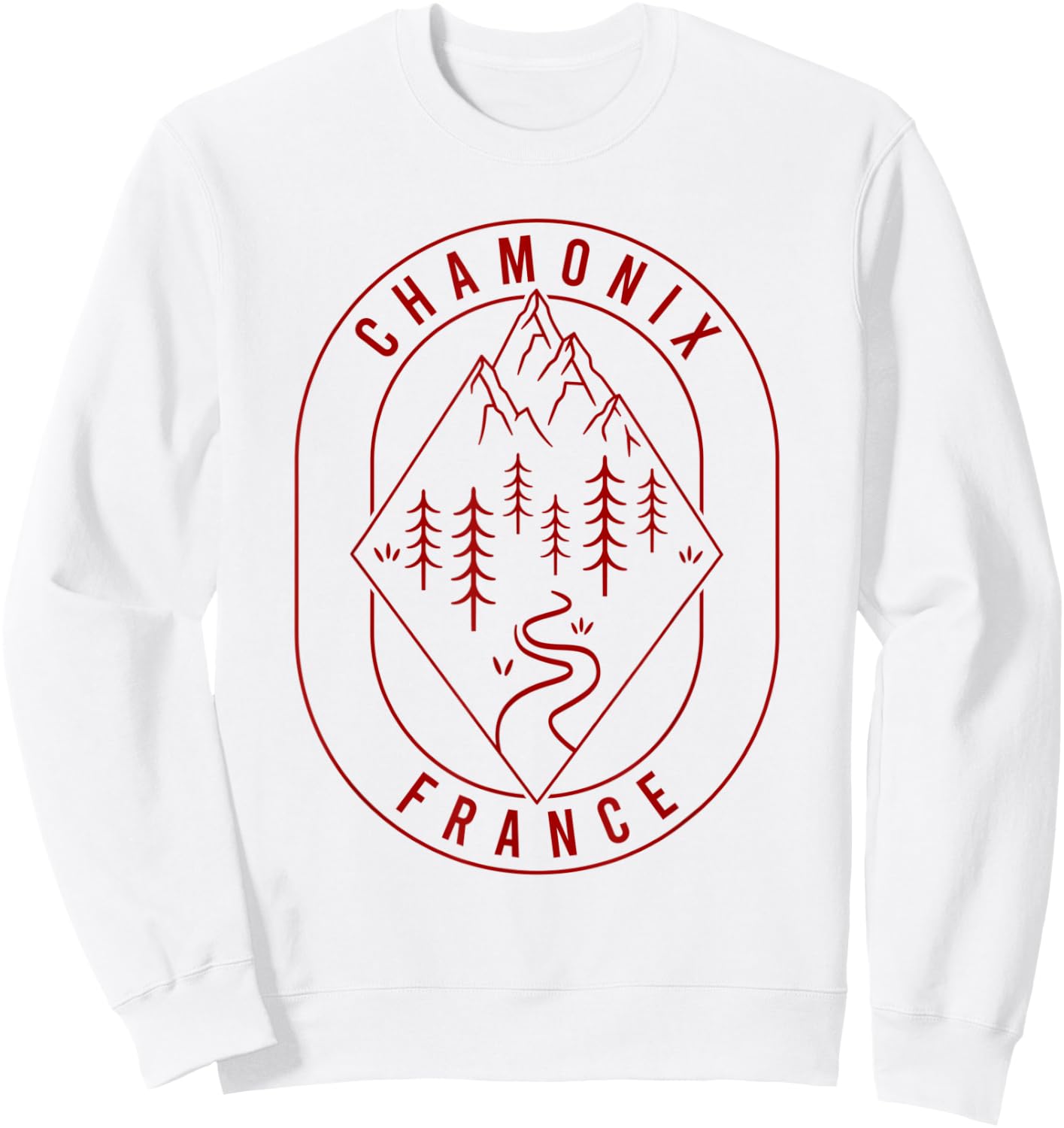 Chamonix Mountains France Hiking Outdoors Minimal Sweatshirt - Sweatshirt | White