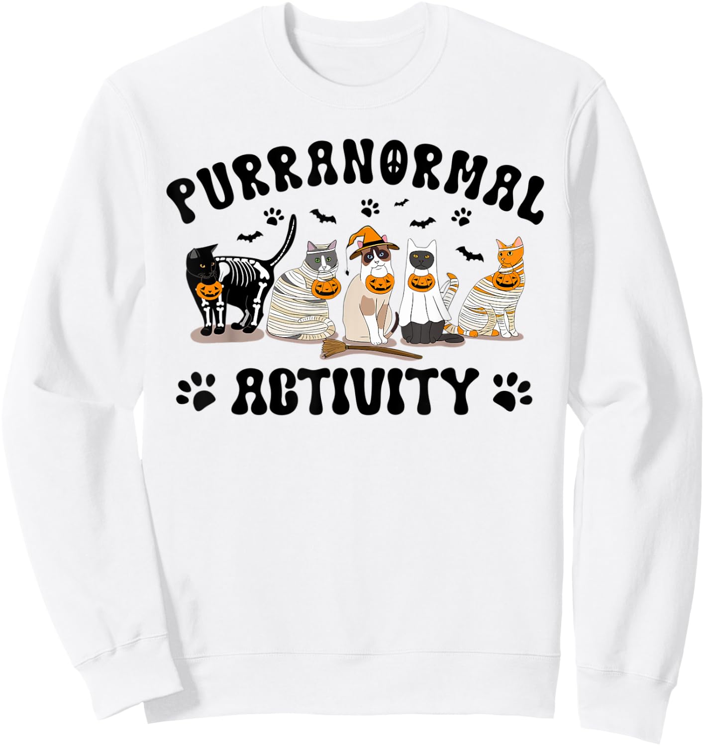 halloween cat paranormal activity ghost spooky seaso Women Sweatshirt - Sweatshirt | White
