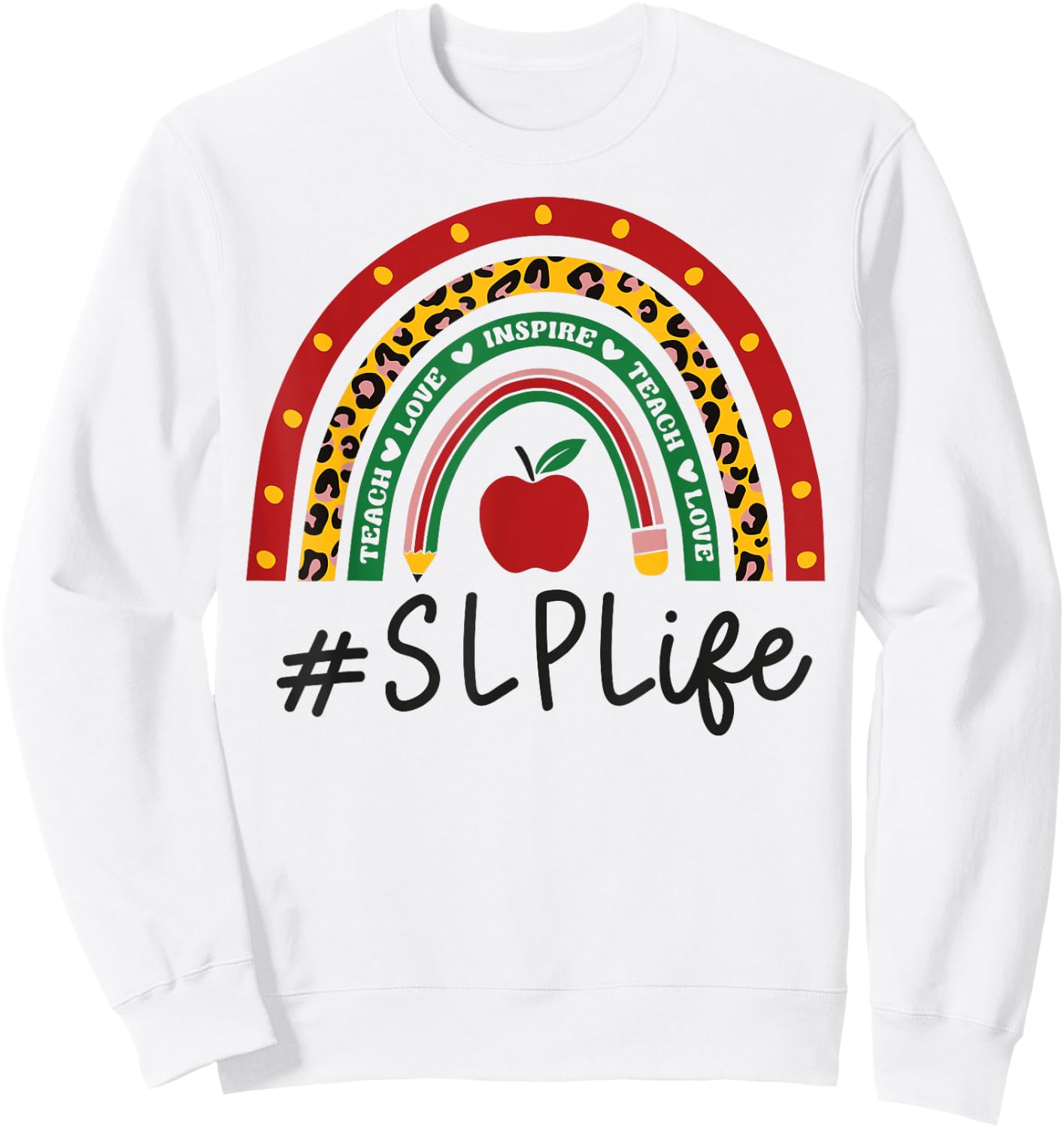 SLP Rainbow Appreciation Day Hello Back To School Sweatshirt - Sweatshirt | White