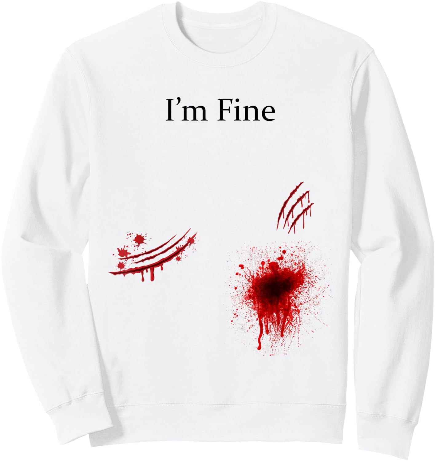 I'm Fine Bloody Zombie Bite Scary Halloween Costume Funny Sweatshirt - Sweatshirt | White