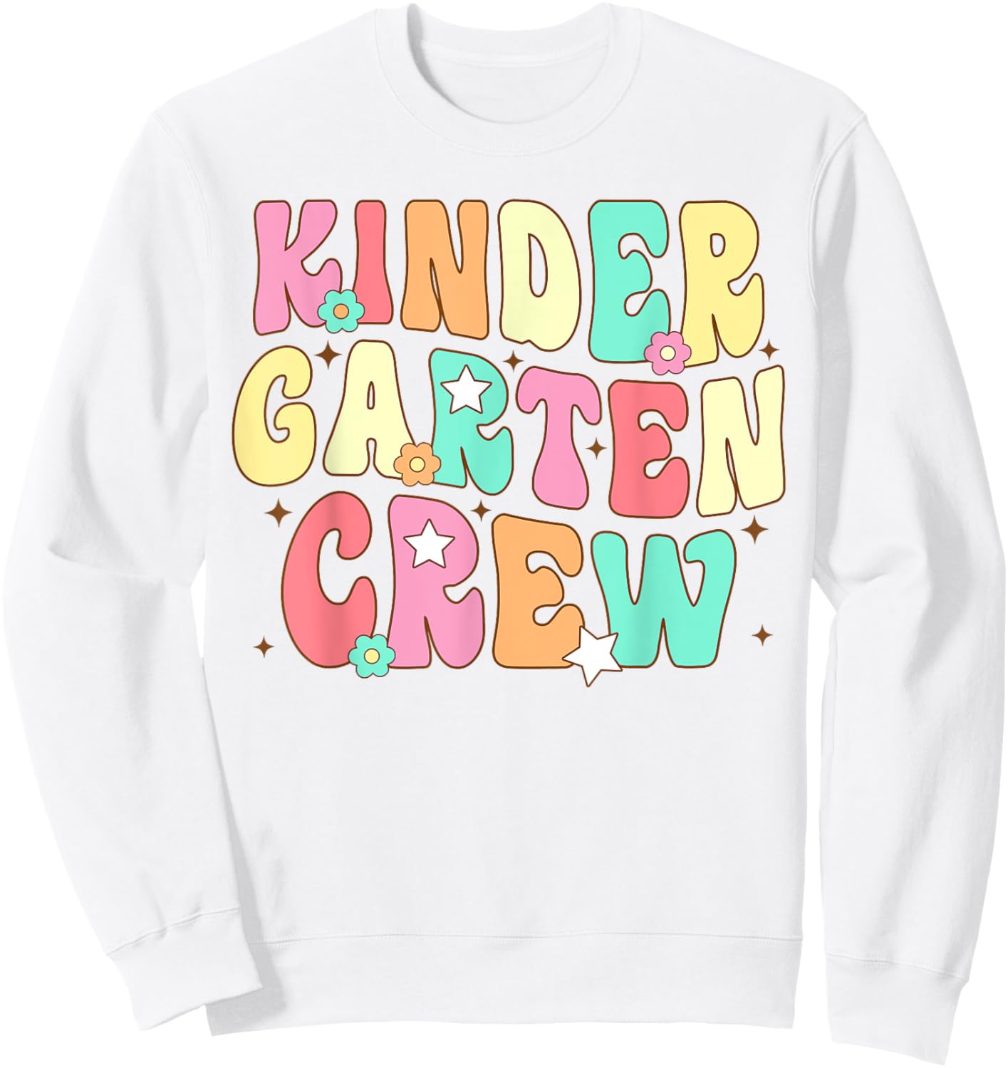Kinder Teacher Squad Groovy Kindergarten Crew Men Women Girls Kids Sweatshirt - Sweatshirt | White