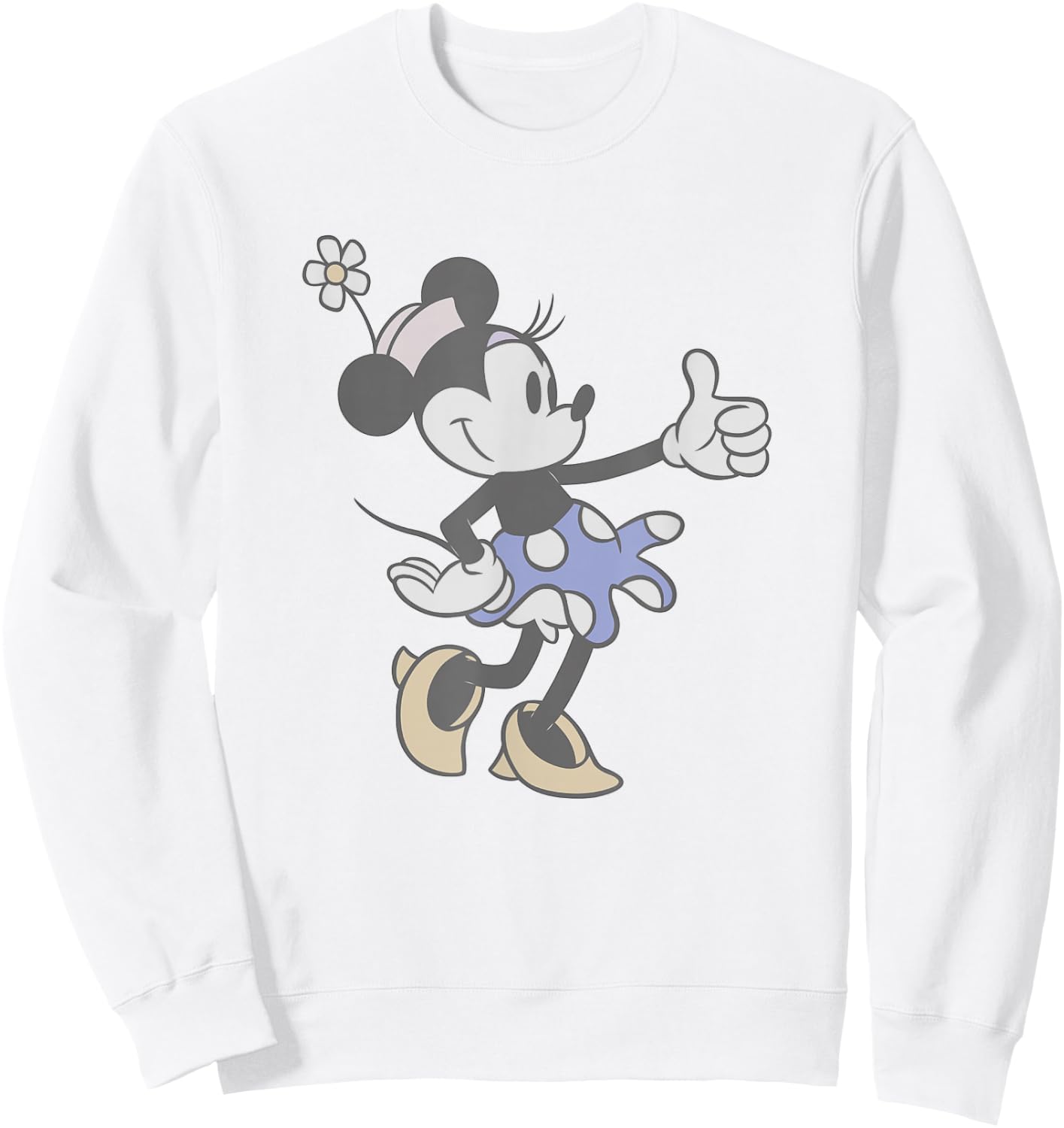 Disney Minnie Mouse Retro Thumbs Up Classic Wink Portrait Sweatshirt - Sweatshirt | White